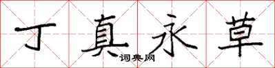 袁强丁真永草楷书怎么写