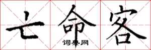 丁谦亡命客楷书怎么写