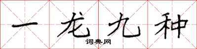 袁强一龙九种楷书怎么写