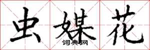 丁谦虫媒花楷书怎么写