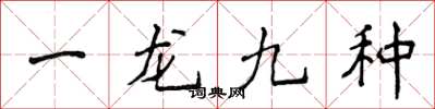 侯登峰一龙九种楷书怎么写