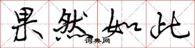 曾庆福果然如此行书怎么写