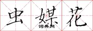 黄华生虫媒花楷书怎么写