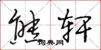 段相林熊轩行书怎么写