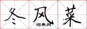 侯登峰冬风菜楷书怎么写
