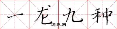 黄华生一龙九种楷书怎么写