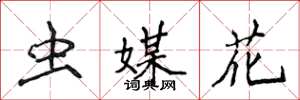侯登峰虫媒花楷书怎么写