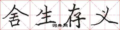 骆恒光舍生存义楷书怎么写