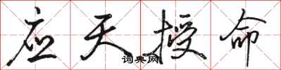 骆恒光应天授命行书怎么写