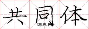 庞中华共同体楷书怎么写