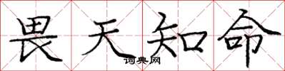 庞中华畏天知命楷书怎么写