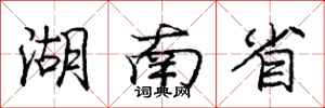 庞中华湖南省行书怎么写