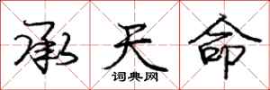 庞中华承天命行书怎么写