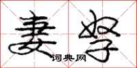庞中华妻孥行书怎么写
