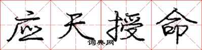 庞中华应天授命行书怎么写