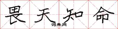 袁强畏天知命楷书怎么写