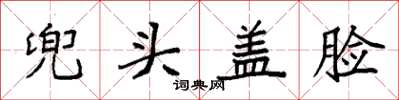 袁强兜头盖脸楷书怎么写