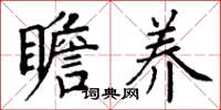 丁谦瞻养楷书怎么写