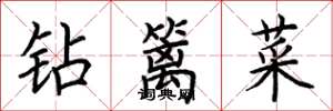 荆霄鹏钻篱菜楷书怎么写
