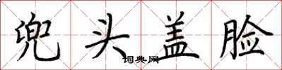 荆霄鹏兜头盖脸楷书怎么写