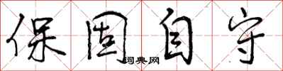 曾庆福保固自守行书怎么写