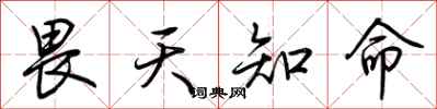 荆霄鹏畏天知命行书怎么写