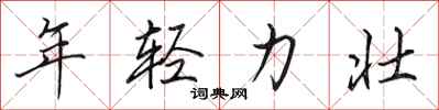 田英章年轻力壮行书怎么写