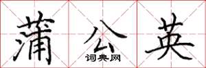 田英章蒲公英楷书怎么写