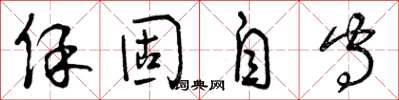 曾庆福保固自守草书怎么写