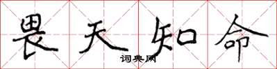 侯登峰畏天知命楷书怎么写