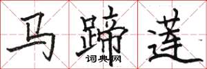 骆恒光马蹄莲楷书怎么写