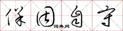 梁锦英保固自守草书怎么写