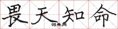 骆恒光畏天知命楷书怎么写