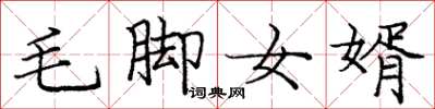 庞中华毛脚女婿楷书怎么写