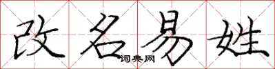 庞中华改名易姓楷书怎么写
