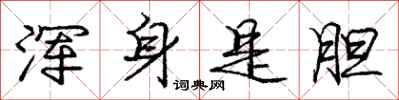庞中华浑身是胆行书怎么写
