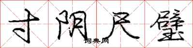 庞中华寸阴尺璧行书怎么写