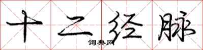 庞中华十二经脉行书怎么写