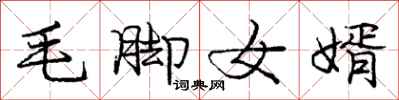 庞中华毛脚女婿行书怎么写