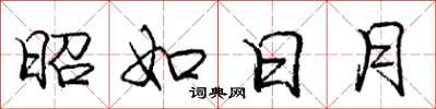 庞中华昭如日月行书怎么写