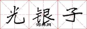 袁强光银子楷书怎么写