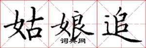 丁谦姑娘追楷书怎么写