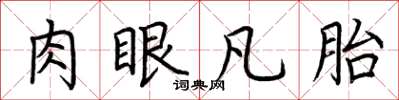 荆霄鹏肉眼凡胎楷书怎么写
