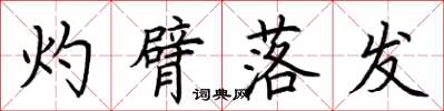 荆霄鹏灼臂落发楷书怎么写