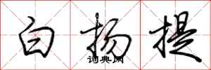 荆霄鹏白扬提行书怎么写