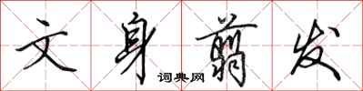 田英章文身翦发行书怎么写