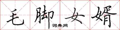 田英章毛脚女婿楷书怎么写