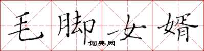 黄华生毛脚女婿楷书怎么写