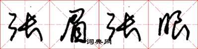 朱锡荣张眉张眼草书怎么写
