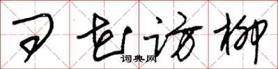 朱锡荣问花访柳草书怎么写